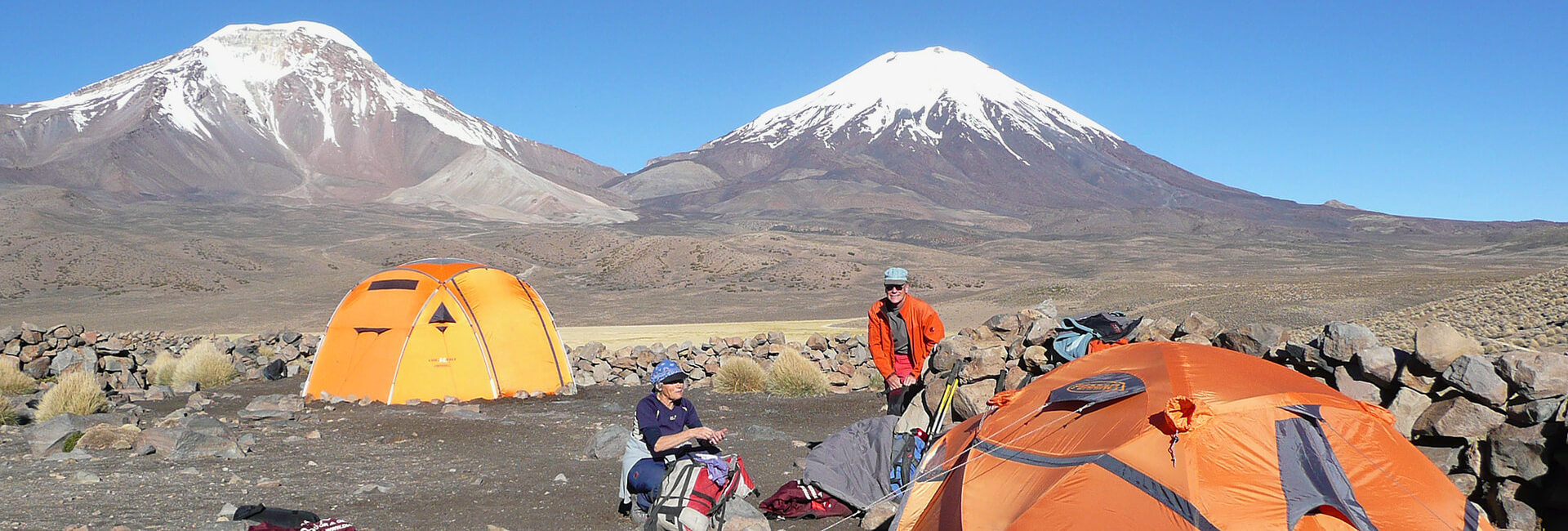 Camp near by Volcano Parinacota, Altiplano Camp near by Volcano Parinacota, Altiplano